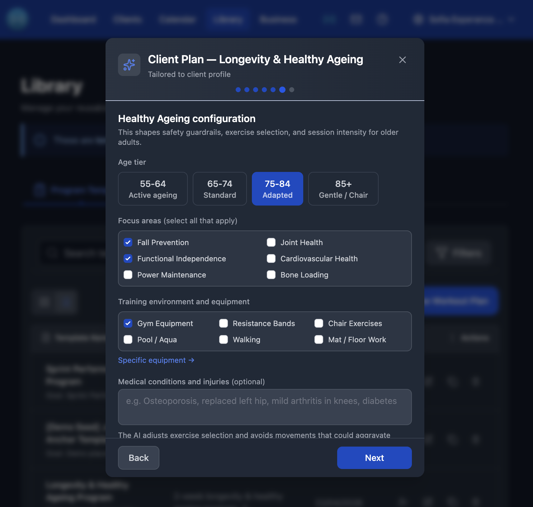 BuildStability AI program builder generating a periodised workout plan